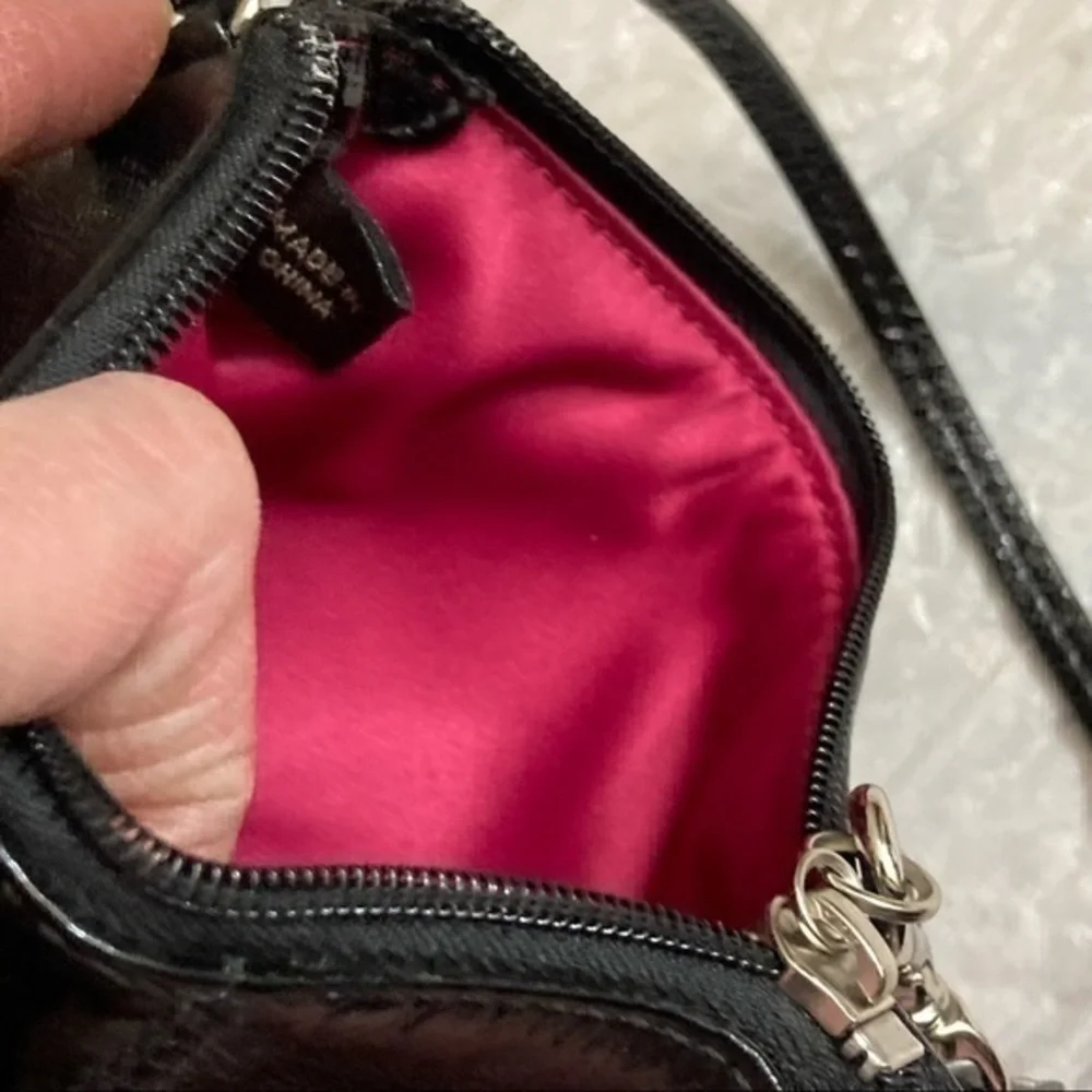 Cos liquid gloss black patent leather wristlet bag